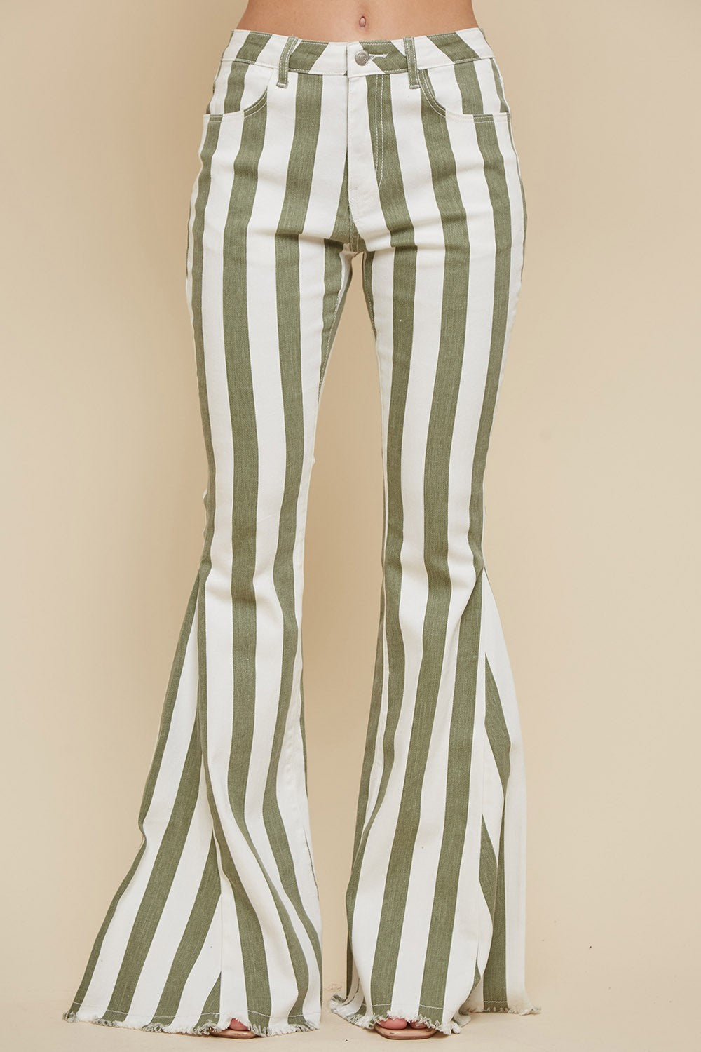 Women's Fashion Striped Bell Bottom Jeans