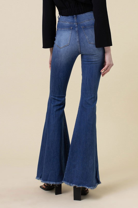 Women's Flare Distressed High Rise Jeans