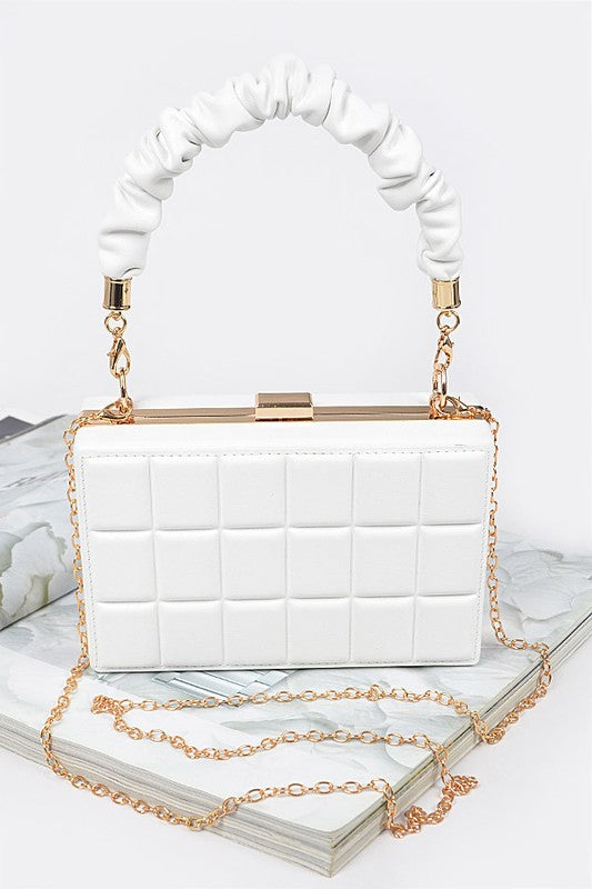 Quilted Box Clutch W/Wrinkled Handled