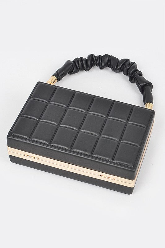 Quilted Box Clutch W/Wrinkled Handled