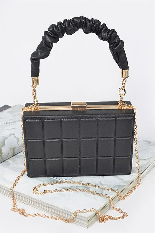 Quilted Box Clutch W/Wrinkled Handled
