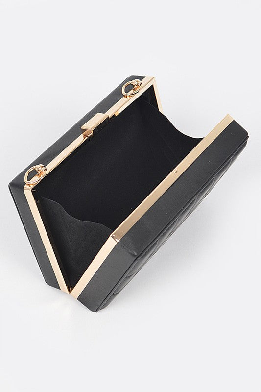 Quilted Box Clutch W/Wrinkled Handled