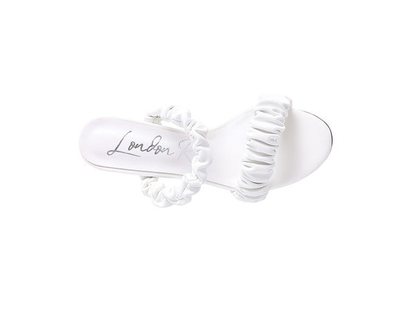 Round toed Slip on Faux Leather Heel Sandals