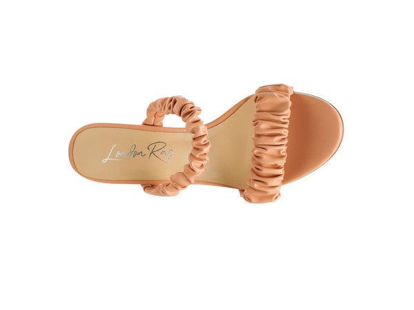 Round toed Slip on Faux Leather Heel Sandals