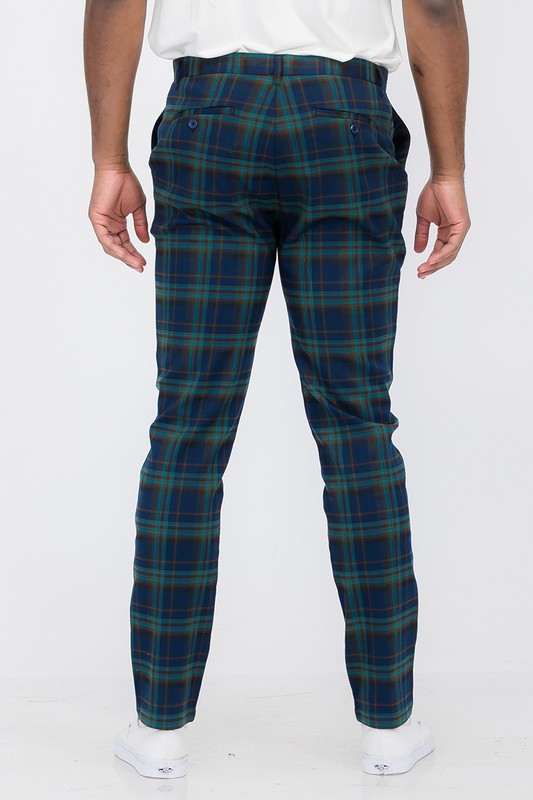 Weiv Men's Plaid Trouser Pants with Pockets