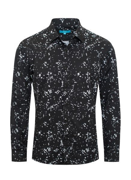 Men's Black Multi Color Dress Shirt