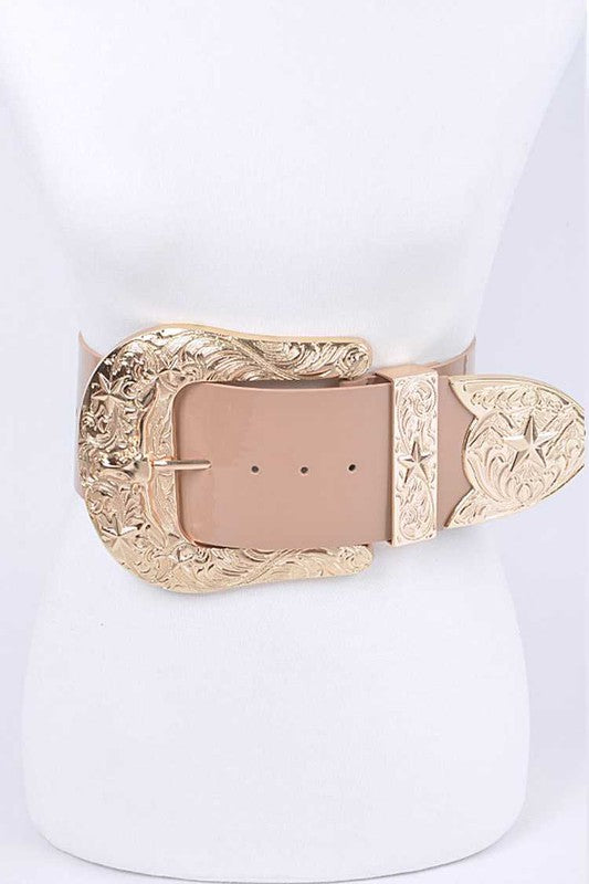 Gold Oversized Buckle Plus Size Belt