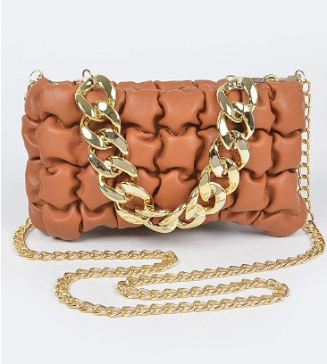 Quilted Puff Crossbody Faux Leather Chain Handbag