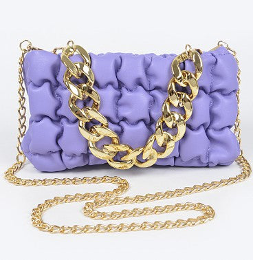 Quilted Puff Crossbody Faux Leather Chain Handbag