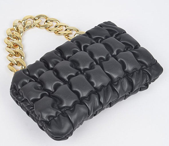 Quilted Puff Crossbody Faux Leather Chain Handbag
