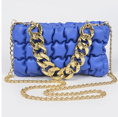 Quilted Puff Crossbody Faux Leather Chain Handbag
