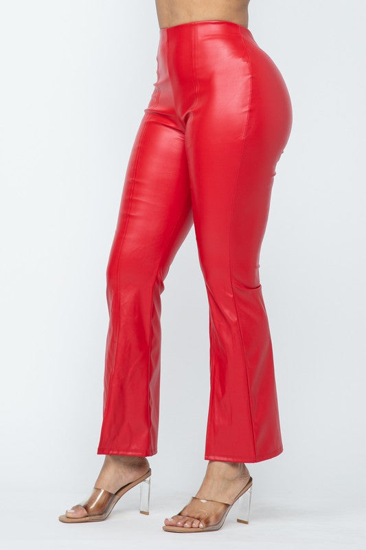 High Waisted Front Slit Hem Back Zipper Pants