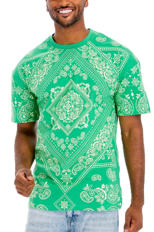 Weiv Men's Bandana Print Casual Shirt