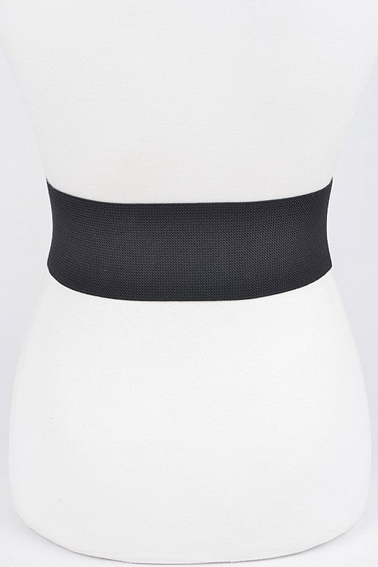 Greek Key Twist Rhinestone Buckle Stretch Belt