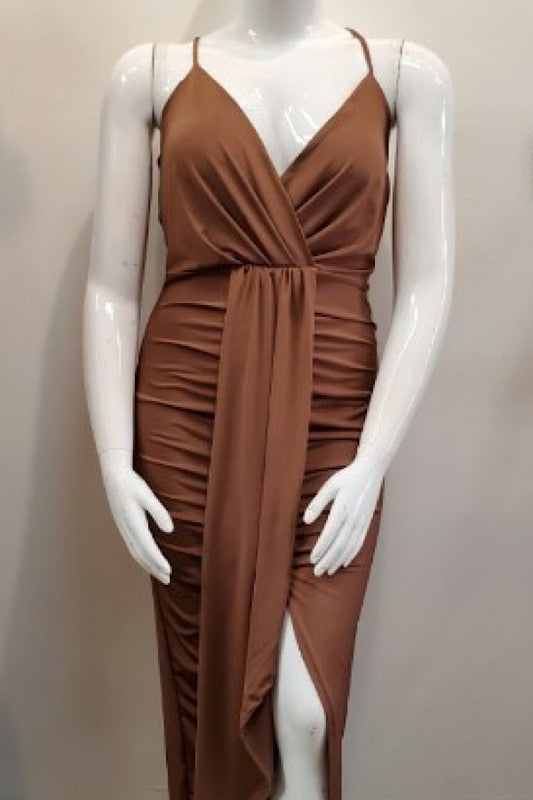 Plus Size Bodycon Drape Front Maxi Dress