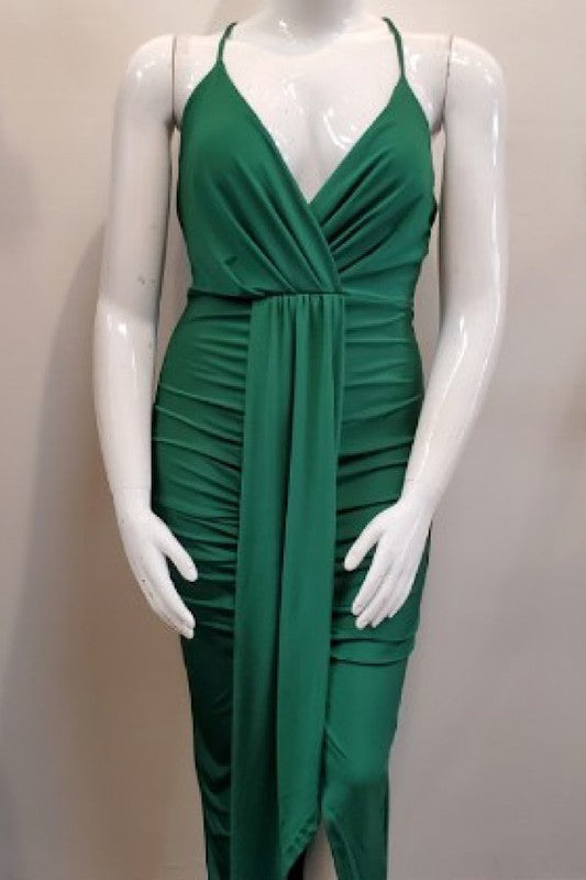 Plus Size Bodycon Drape Front Maxi Dress