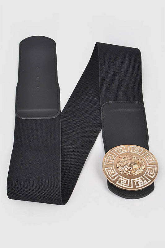 Gold Metal Lion Medallion Buckle Plus Size Belt