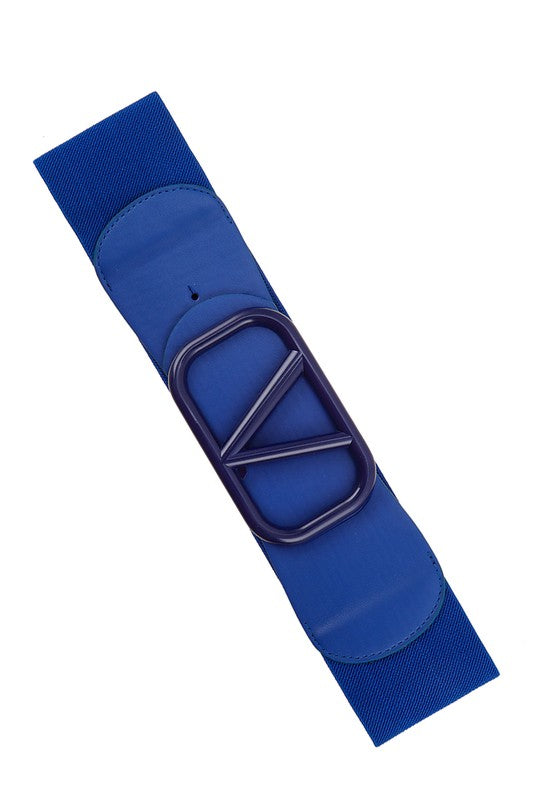 Luxury V in Square Buckle Elastic Belt