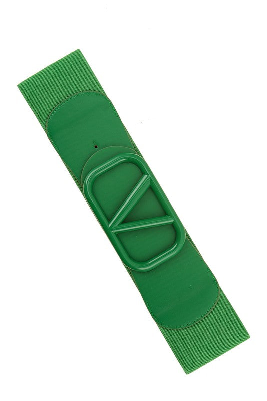 Luxury V in Square Buckle Elastic Belt