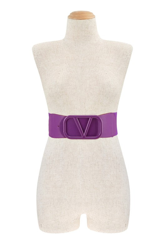 Luxury V in Square Buckle Elastic Belt