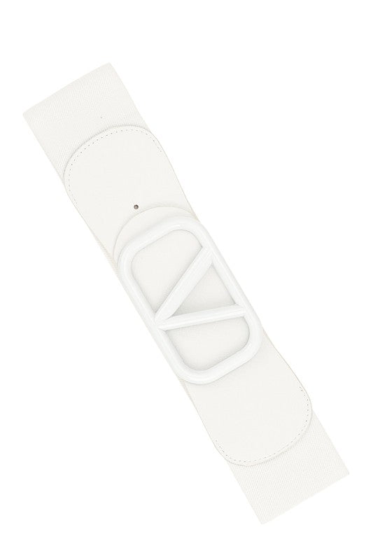 Luxury V in Square Buckle Elastic Belt