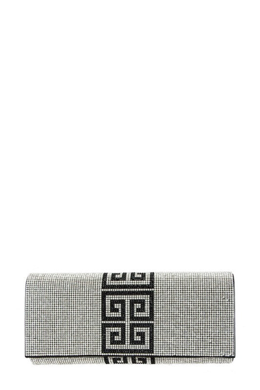 Crystal Greek Pattern Rhinestone Pave Clutch Bag