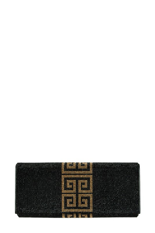 Crystal Greek Pattern Rhinestone Pave Clutch Bag