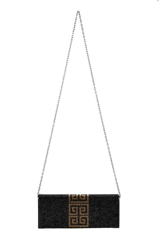 Crystal Greek Pattern Rhinestone Pave Clutch Bag