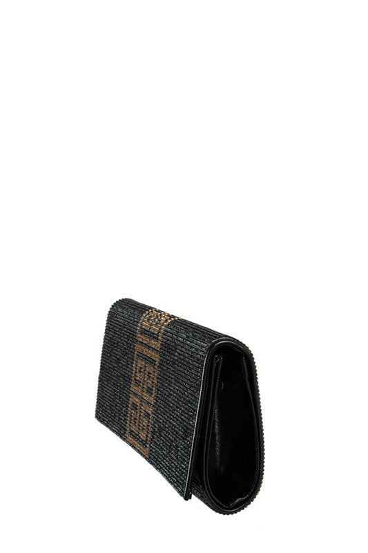Crystal Greek Pattern Rhinestone Pave Clutch Bag