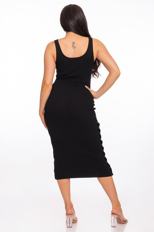 Women's Snap Open Sleeve Button Down Midi Dress