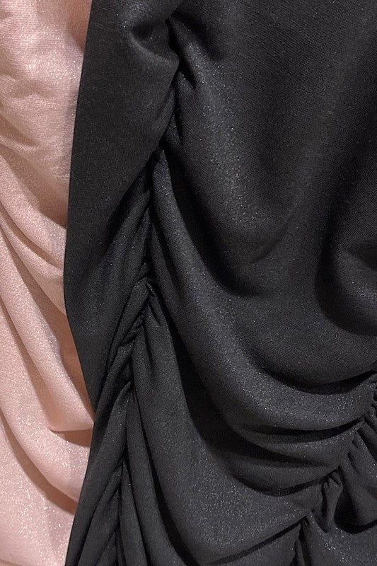 Plus Size Strapless Lurex Ruched Tube Midi Dress