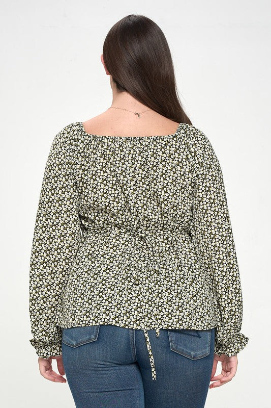 Plus Size Women's Long Flounce Sleeve Top