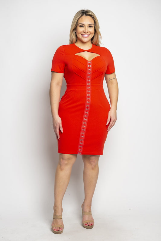 Women's Plus Size Sweetheart Cut-out Hook Eye Dress