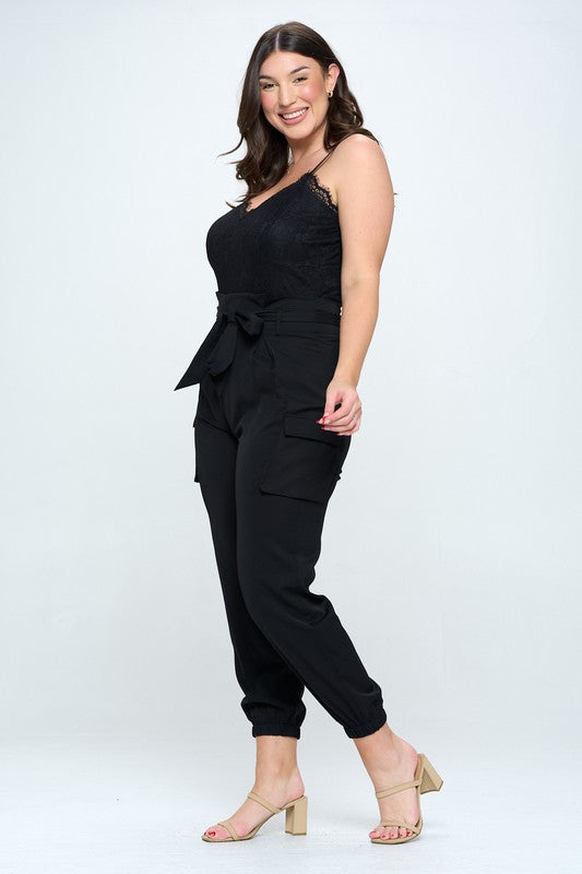 Plus Size Lightweight Cargo Jumpsuit