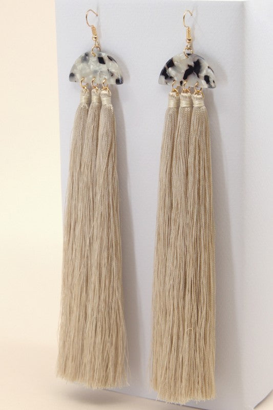Resin Pendant with Tassels Earrings