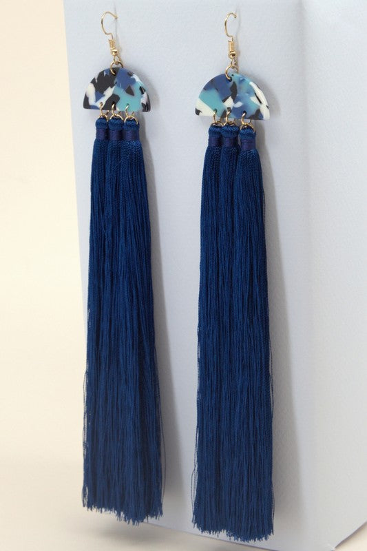 Resin Pendant with Tassels Earrings