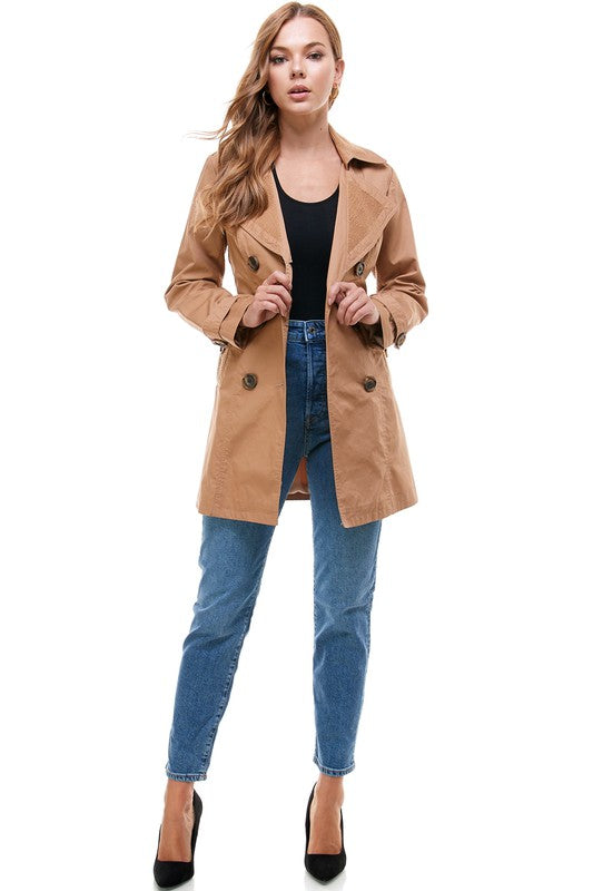 Women's New Khaki Belted Trench Coat