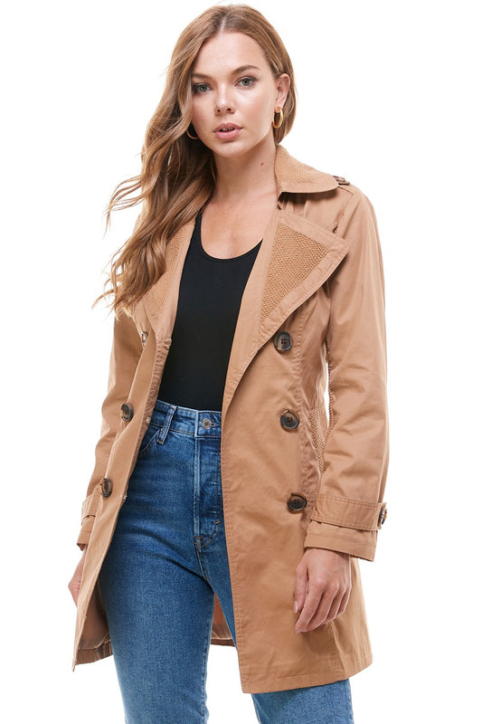 Women's New Khaki Belted Trench Coat