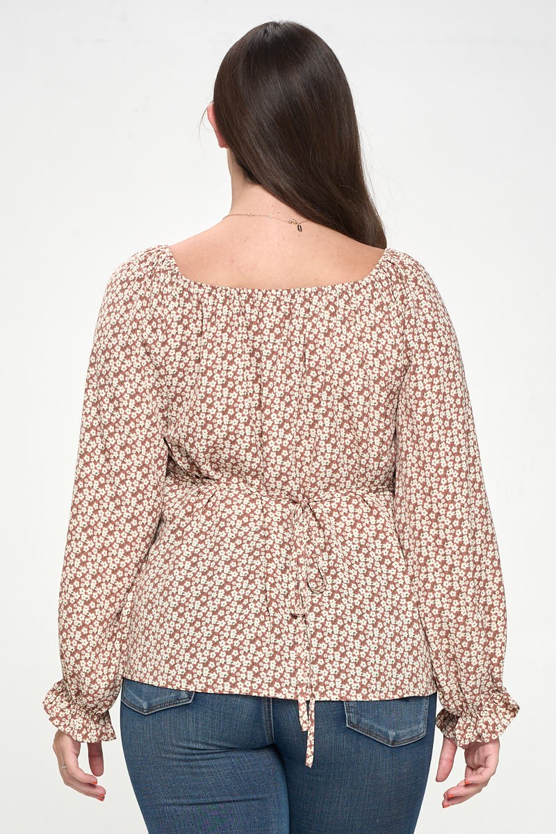 Plus Size Women's Long Flounce Sleeve Top