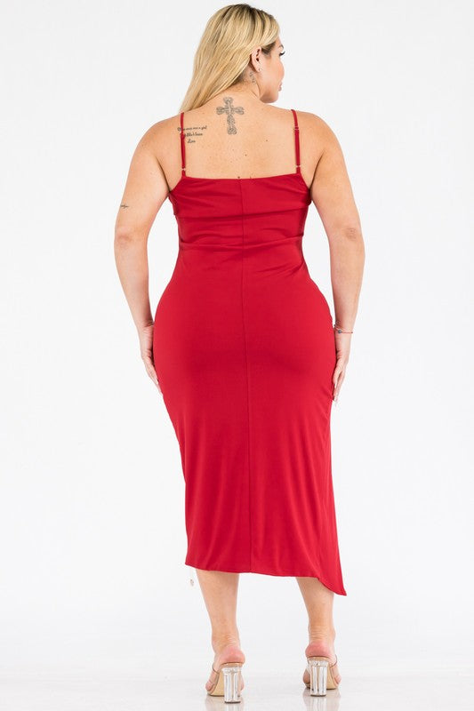 Plus Size Sleeveless Side Button Bodycon Dress