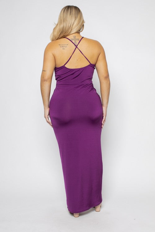 Plus Size Bodycon Drape Front Maxi Dress