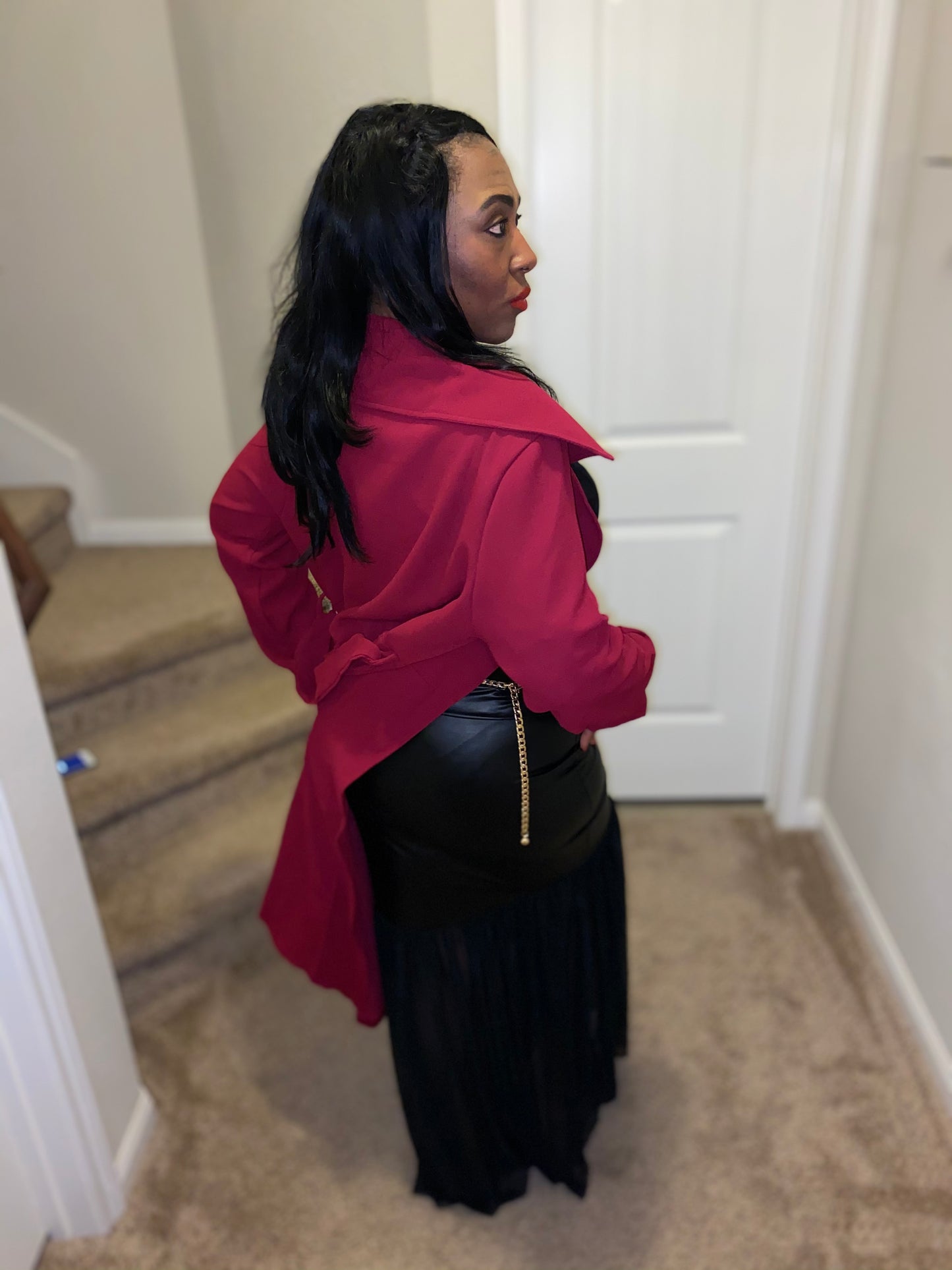 Plus Size Burgundy Winter Coat Jacket