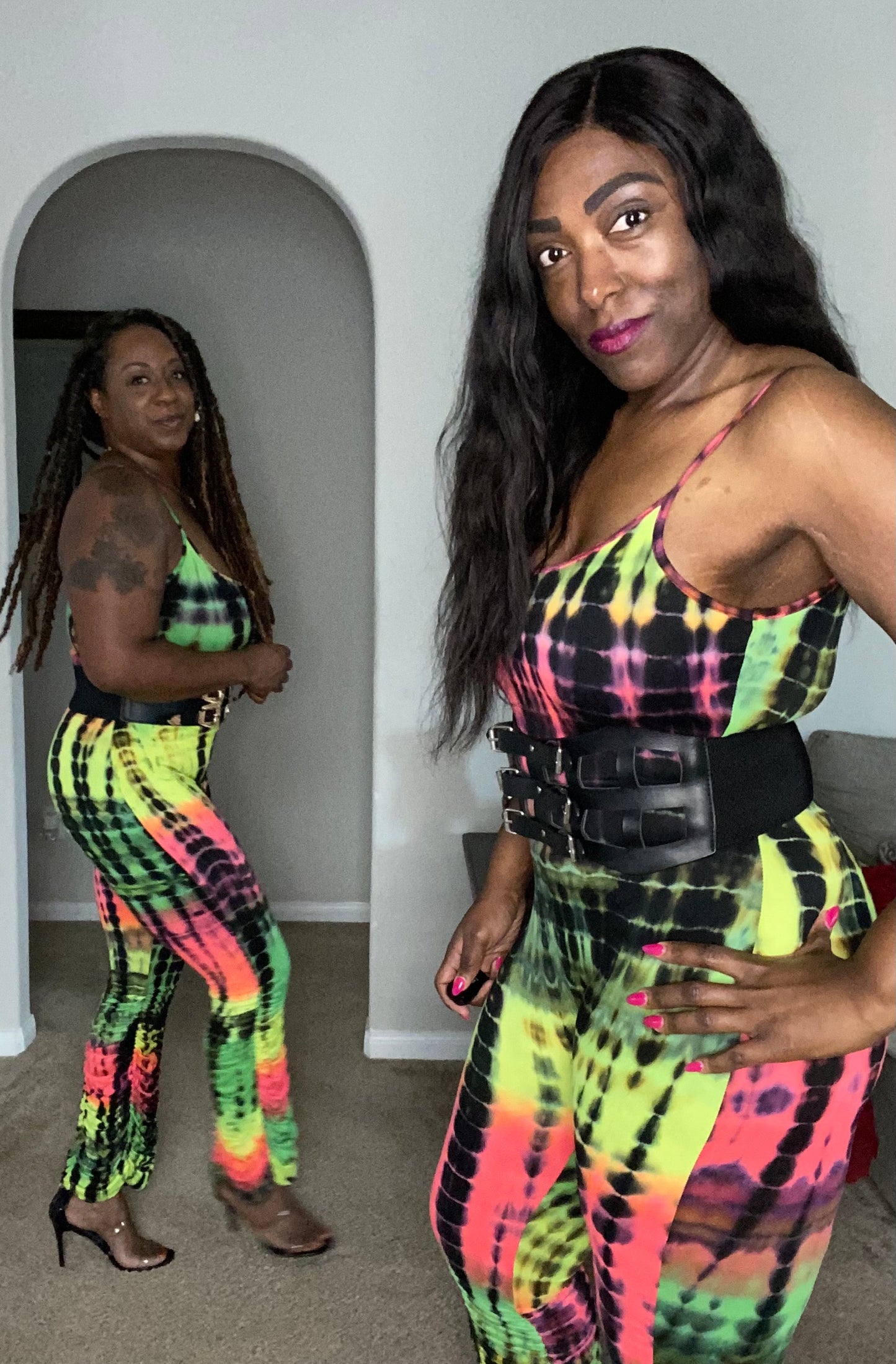 Spaghetti Strap Jumpsuit with Stack-up Bottom