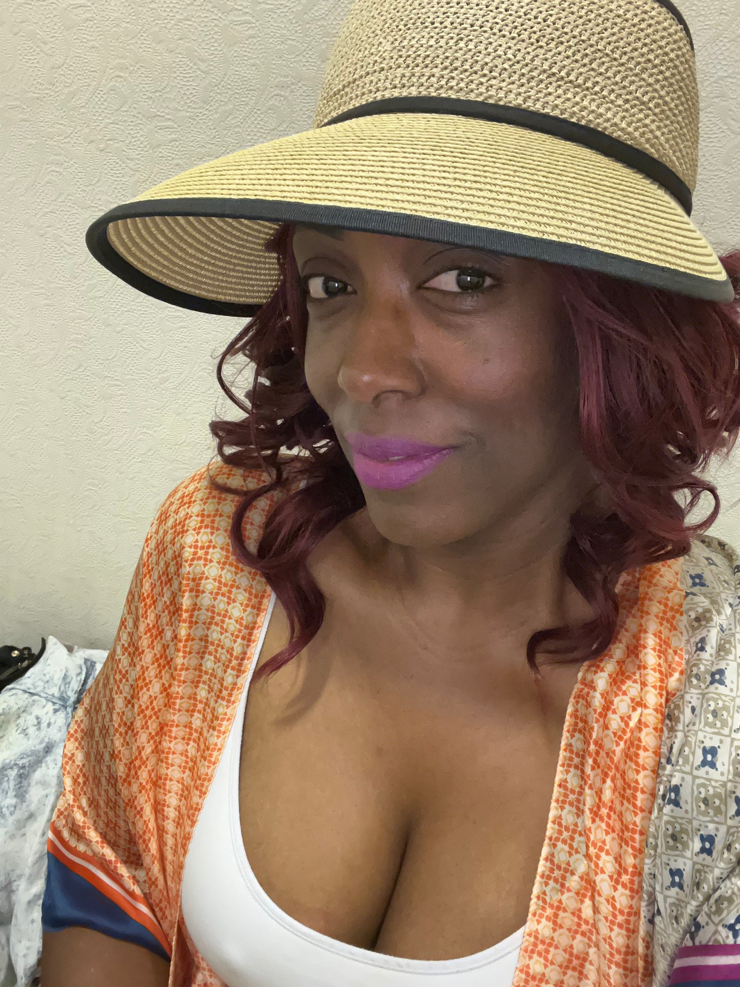 Ribbon Tie Straw Visor Hat