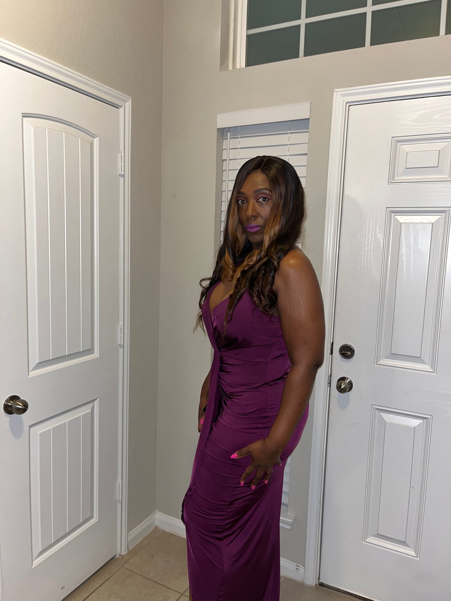 Plus Size Bodycon Drape Front Maxi Dress