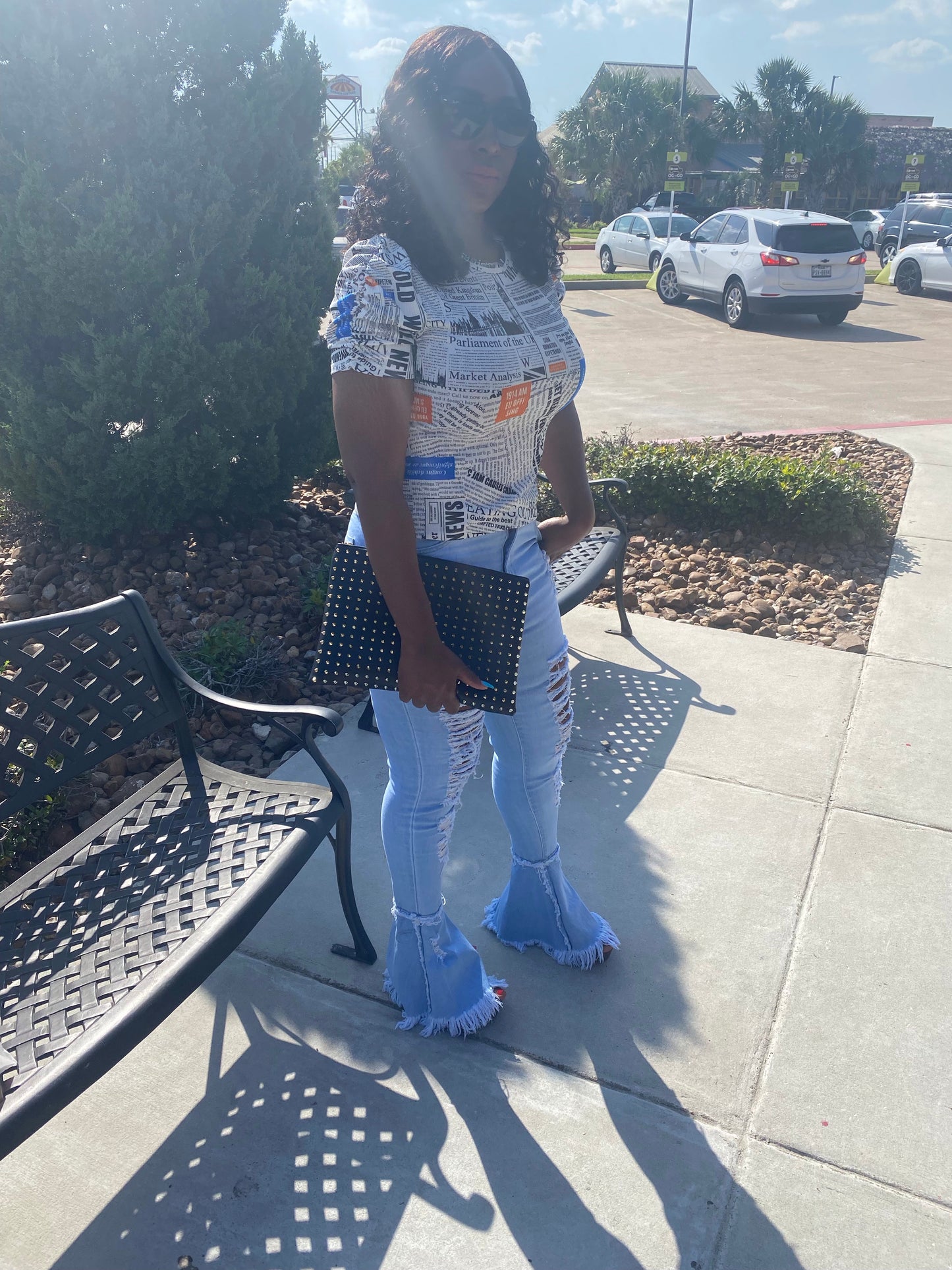 Flare Ripped Denim Jeans