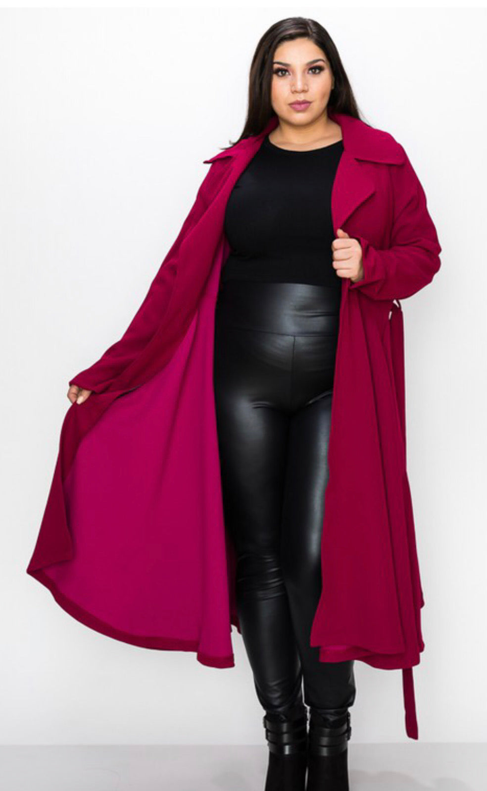 Plus Size Burgundy Winter Coat Jacket