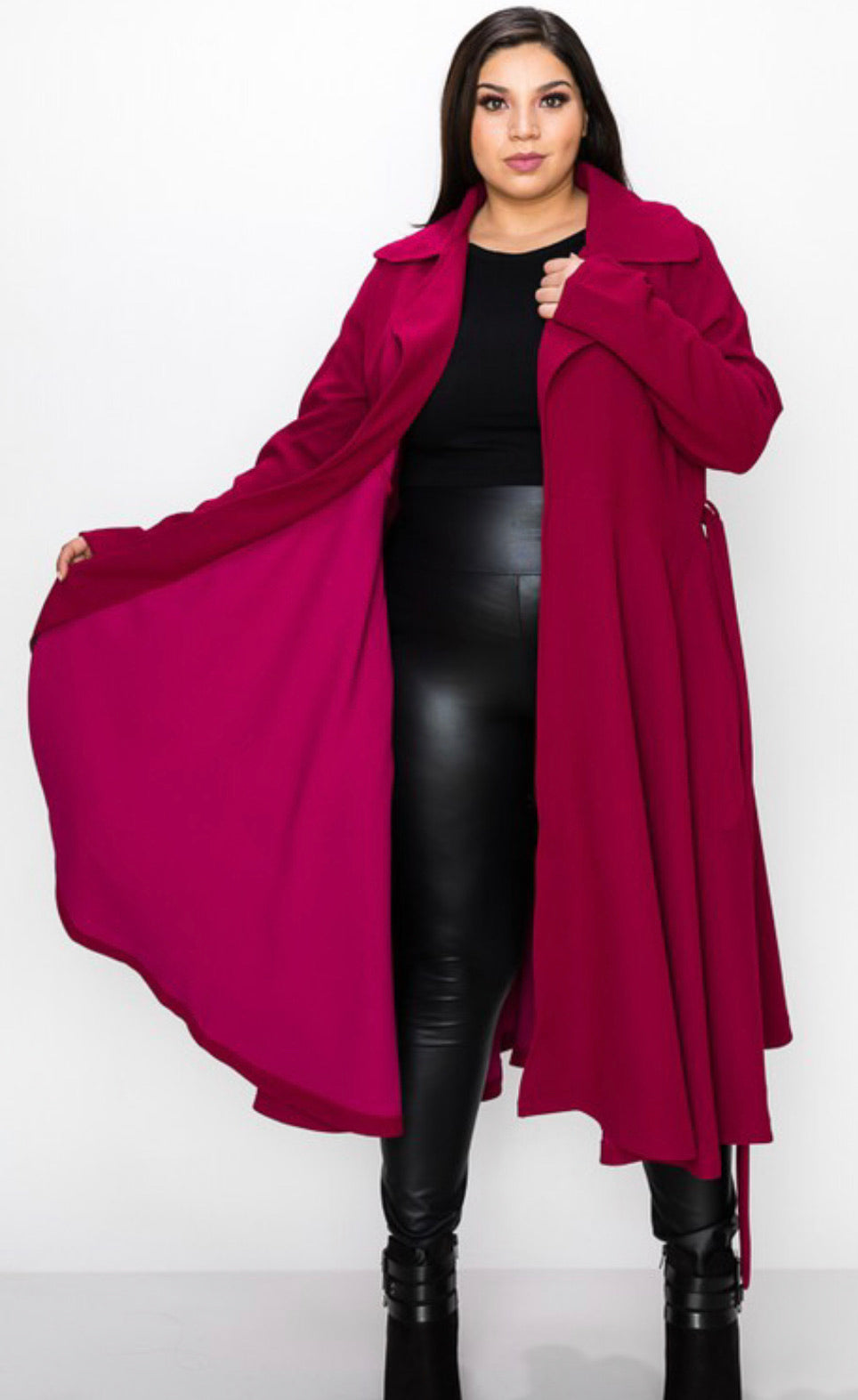 Plus Size Burgundy Winter Coat Jacket