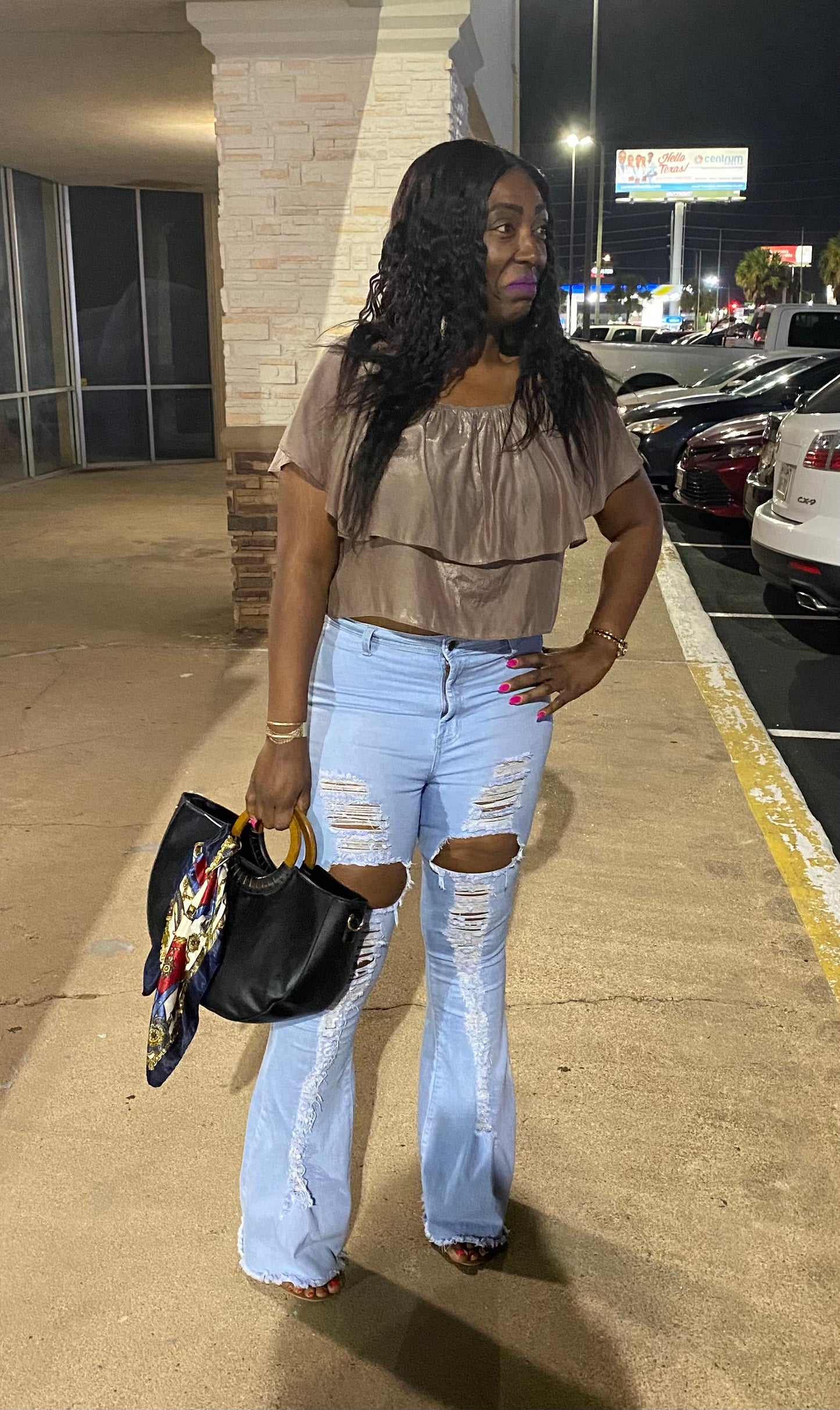 Ripped Flare High Waist Jeans