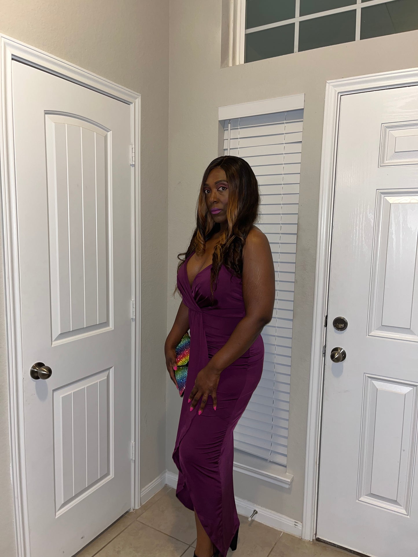 Plus Size Bodycon Drape Front Maxi Dress